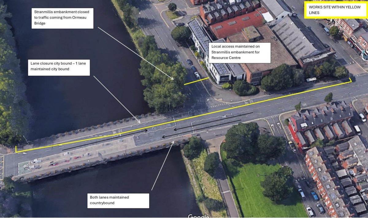 Ormeau Road/Stranmillis Embankment works 14 Mar to 16 Mar 25