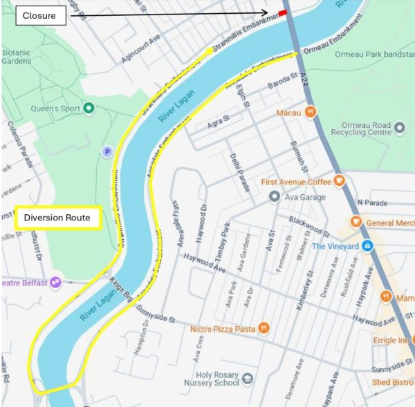 Diversion Route Ormeau Road