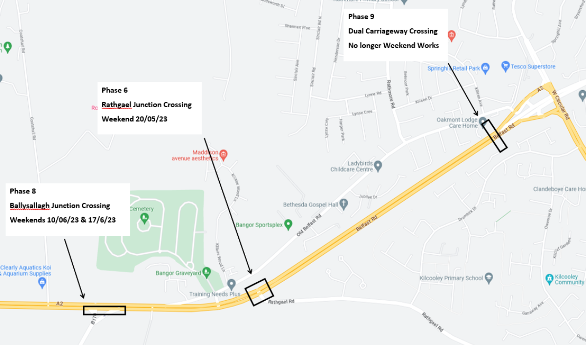 Phase 8 & 9 of Works: Special Weekend Works for 7 Bar Reinforcement, Belfast Road, Bangor